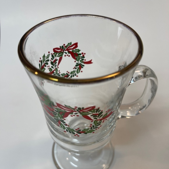 3 Glass Irish Coffee Mugs - 2 Vintage Libbey Holly Wreath & Gold Rim, 1 Vintage - Picture 8 of 8